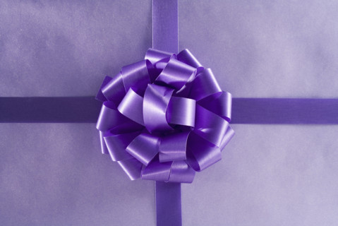 Closeup of a wrapped gift.