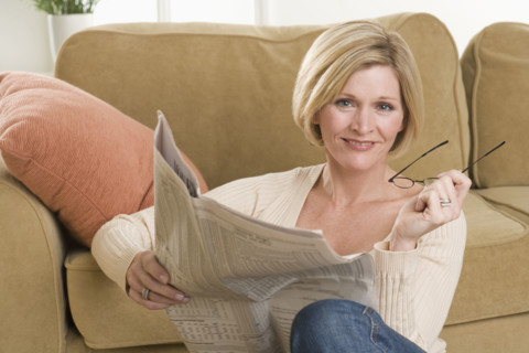 Woman relaxing at home.