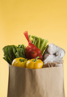 A full bag of groceries.