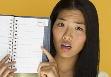 Woman worried about tax deadline.