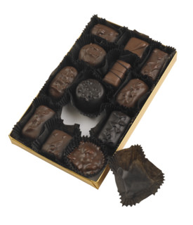 Still life of box of chocolates.