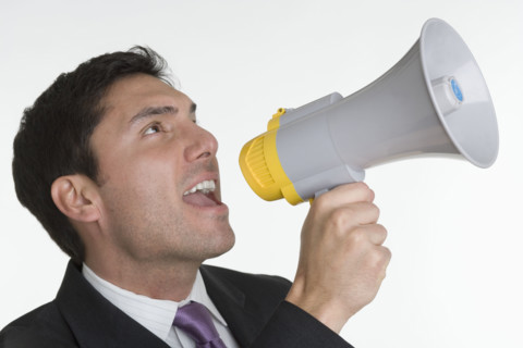 Man with bullhorn.