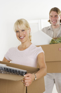 Couple on moving day.