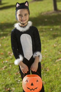 Portrait of girl in Halloween costume.