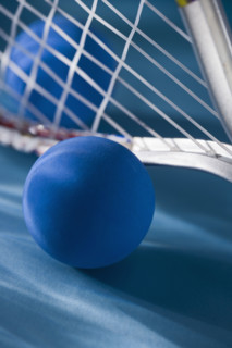 Closeup of racquetball gear.