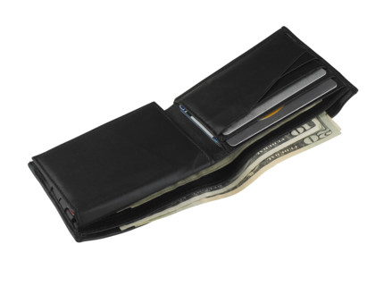 Still life of an open wallet.