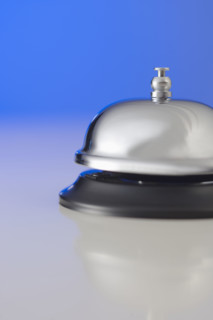 Closeup of a desktop bell.