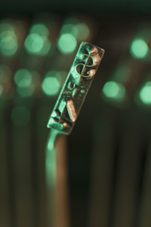 Closeup of typewriter printing plate.