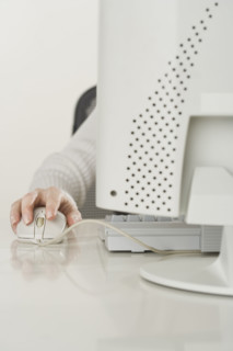 Woman working at computer.