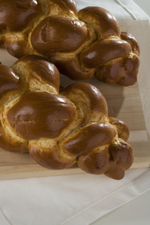 Close up of two loaves of Challah bread.
