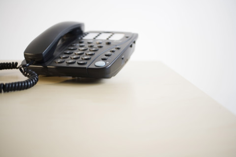 Telephone on table.