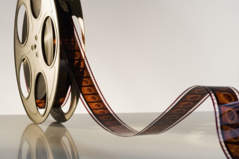 Close up of reel of movie film.