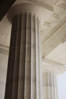 Doric columns at the Lincoln Memorial Washington DC USA.