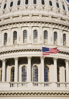 Close up of dome of the Capitol Building  Washington DC USA.