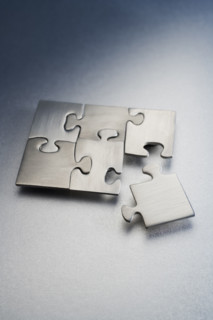Metallic jigsaw puzzle.