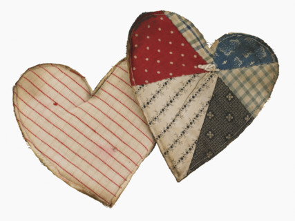 Studio shot of patchwork hearts.