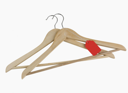 Studio shot of wooden hangers.