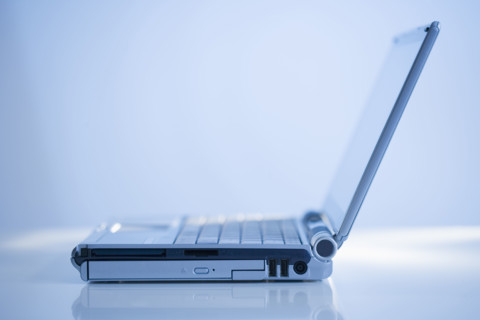 Open laptop computer with keyboard.