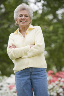 Portrait of senior woman outdoors.