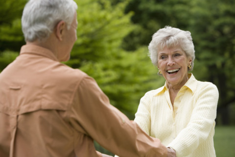Portrait of senior couple outdoors.
