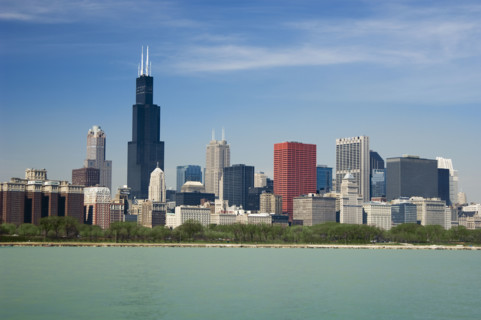 Skyline including Sears Tower Chicago Illinois USA.