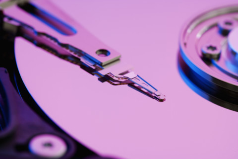 Close up of computer hard drive.