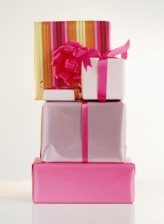 Studio shot of stacked gifts.