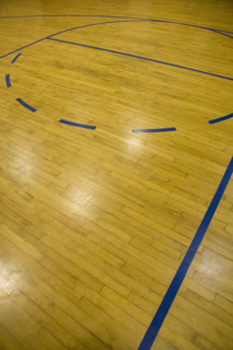 Close up of basketball court.