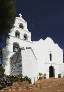 Entrance of church, Mission San Diego de Alcala, San Diego, California, United States.