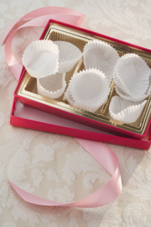 Still life of empty box of chocolates.