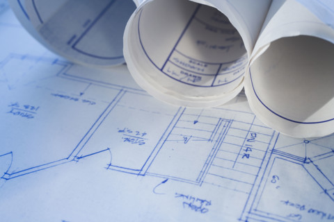 Close up of blueprints.