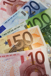 Close up of assorted Euros.