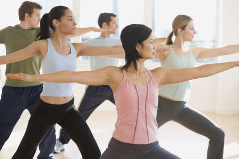 Group of people exercising.