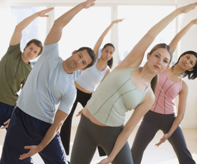 Group of people exercising.