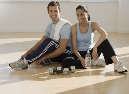 Portrait of couple at health club.