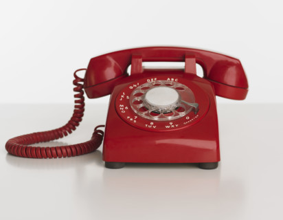 Close up studio shot of rotary telephone.