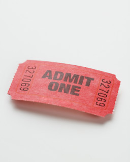 Close up of Admit One ticket.