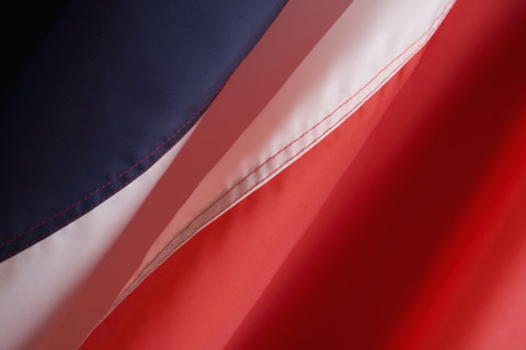 Close up of flag of France.