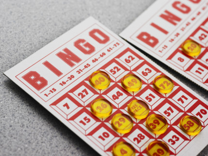 Still life of bingo card.
