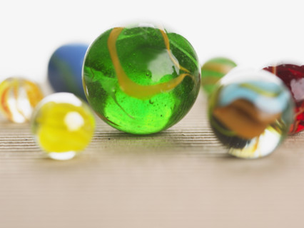 Close up of assorted marbles.