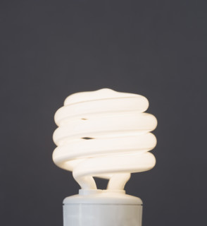 Close up of energy efficient light bulb.