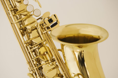 Close up of saxophone.