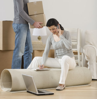 Couple setting up new house.