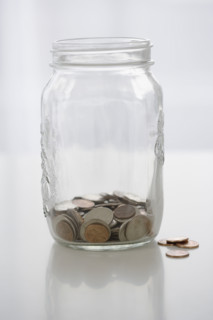 Mason jar with change.