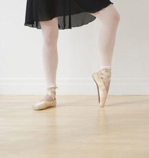 Close up of female ballet dancer’s feet.