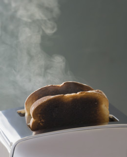 Toast burning in toaster.