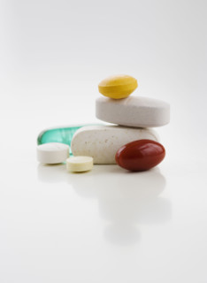 Close up of assorted pills.