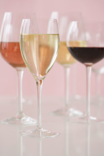 Assorted glasses of wine.