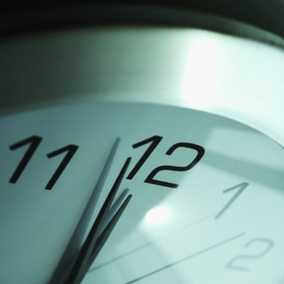 Close up of clock face.