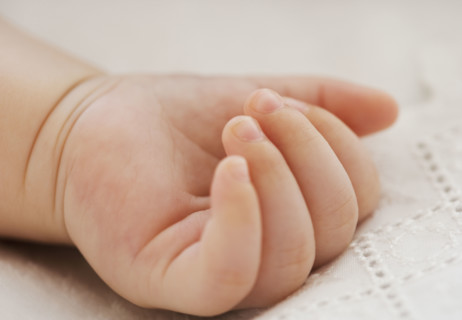 Close up of baby’s hand.